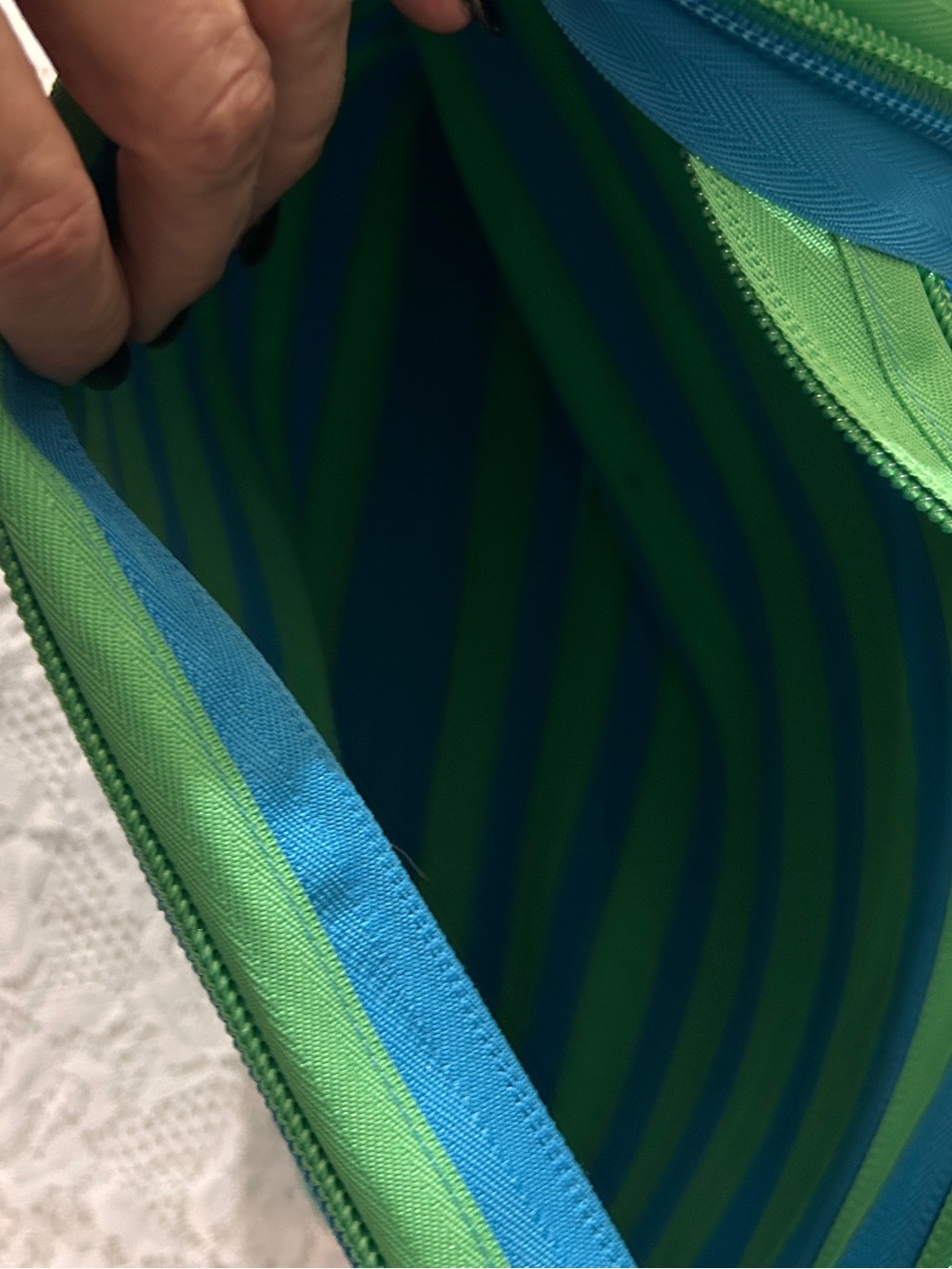 ZIP IT Green & Blue ZIPPER Shoulder Bag with Adjustable Strap FREE BAG CHARM - Picture 10 of 11